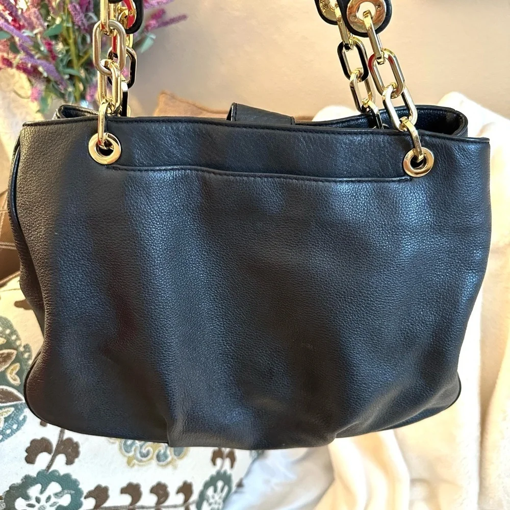 Michael Kors Black Shoulder Bag with Gold Accents